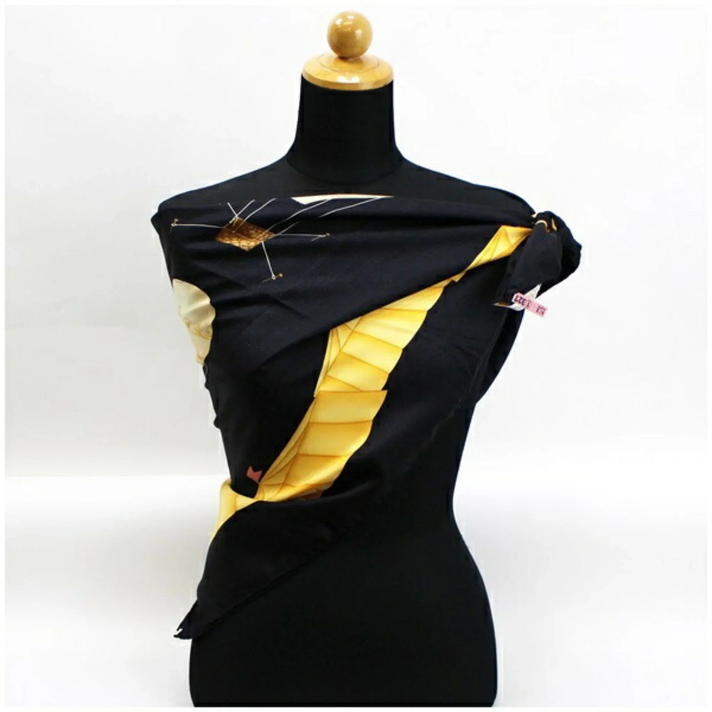 Pre-Owned Bvlgari Silk Scarf Muffler Black Balloon Pattern  Women's Tapestry (Good)
