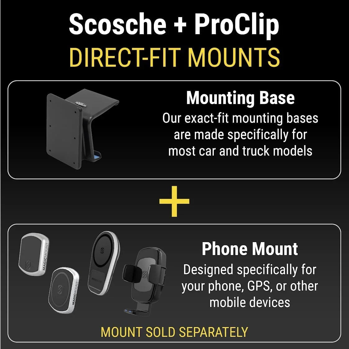 Scosche  ProClip Center Dash Phone Mount Compatible with 2021-2023 Ford Bronco SUVs (Mounting Base Only)