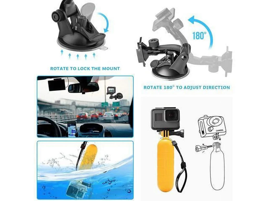 Accessories Kit for    4K WiFi Action Camera GoPro Hero 9 8 7 6 5/Session 5/Hero 4/3+/3/2/1 Max Fusion