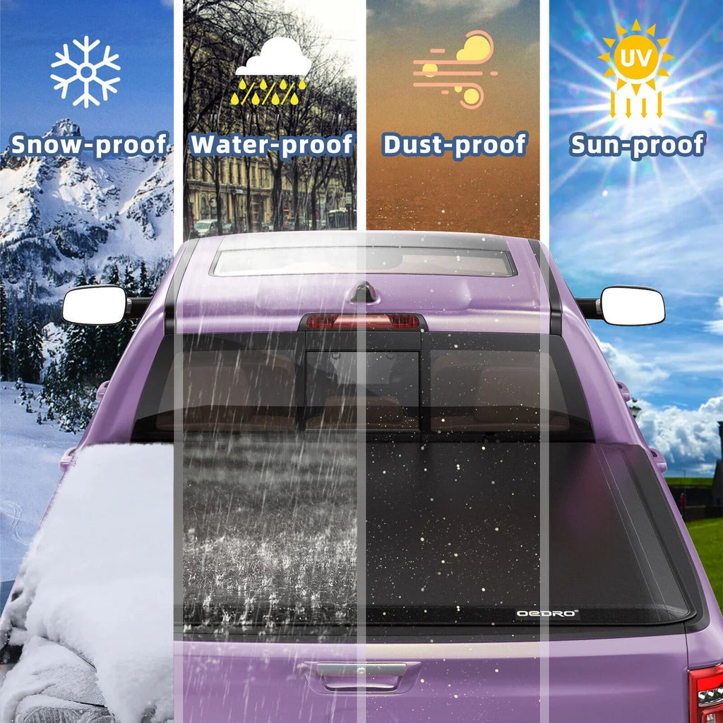 Ledkingdomus 5 Feet Soft Tri-fold Truck Bed Tonneau Cover for 2020-2023 Jeep Gladiator  on Top