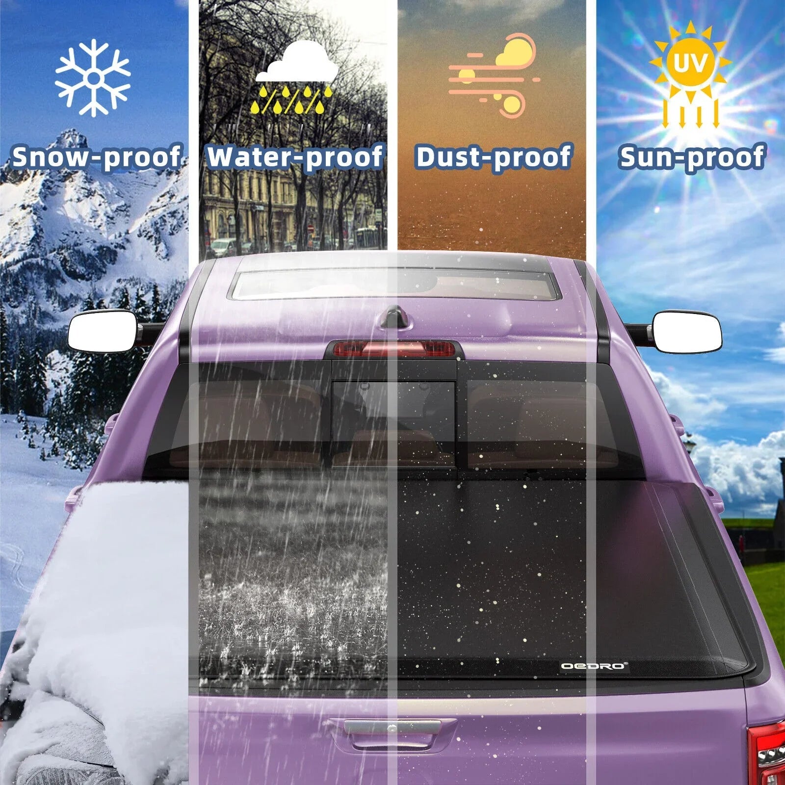Ledkingdomus 5 Feet Soft Tri-fold Truck Bed Tonneau Cover for 2020-2023 Jeep Gladiator  on Top