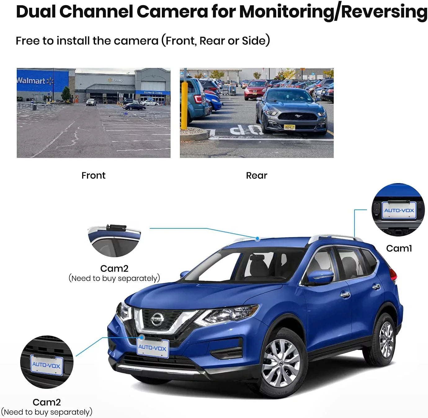 Auto-Vox Wireless Backup Camera with Solar Panel, Trailer Rear View Camera Highway Observation System for Trucks