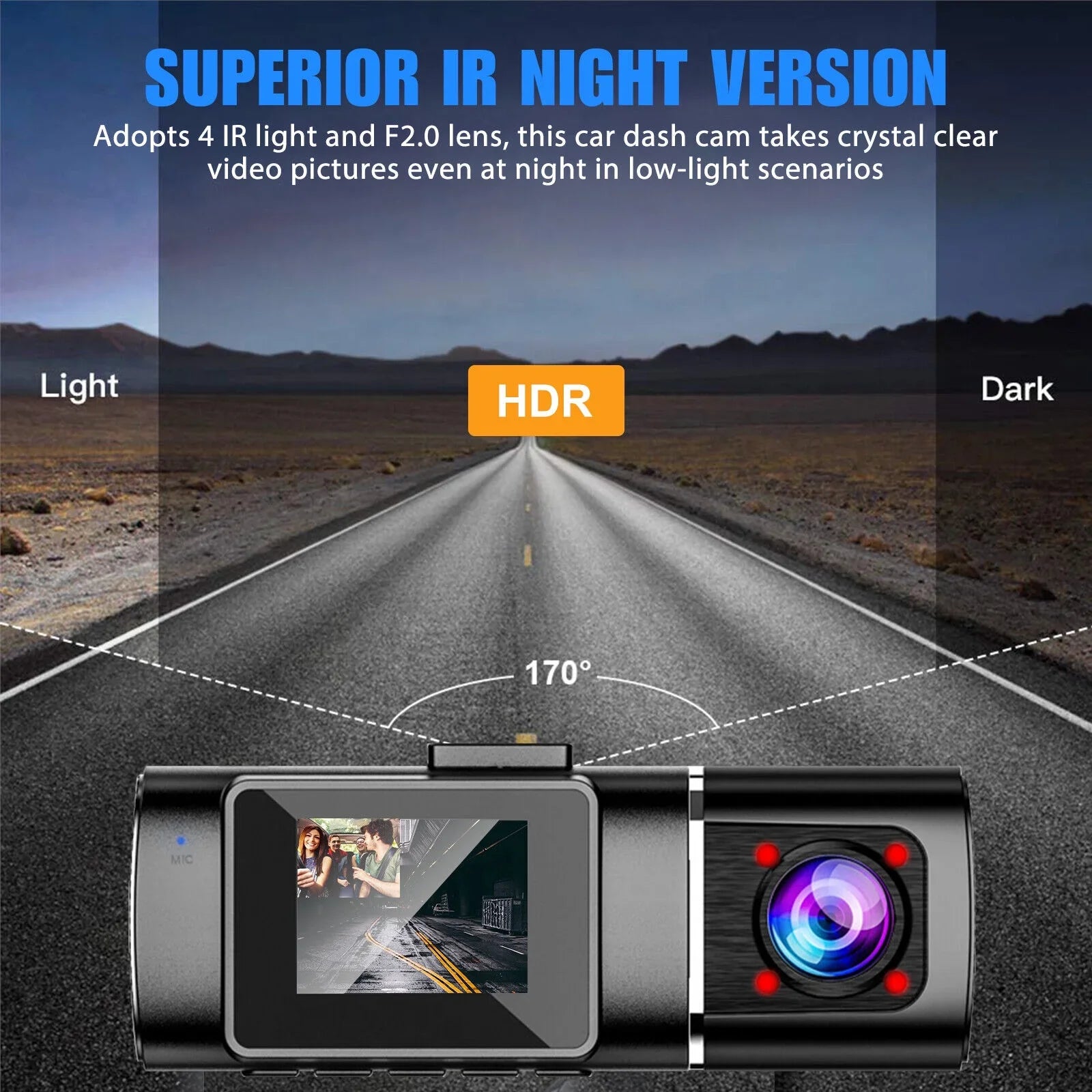 Dual Lens Car  Dash Cam Video Recorder -Sensor 1080P  Front+Inside Camera