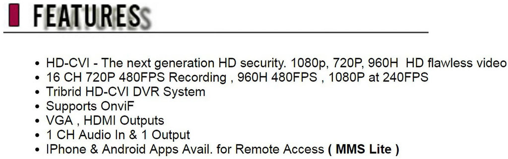 Security Camera Tribrid - 16CH  System Supports -, Analog ,  Mega Pixel (: 2TB)