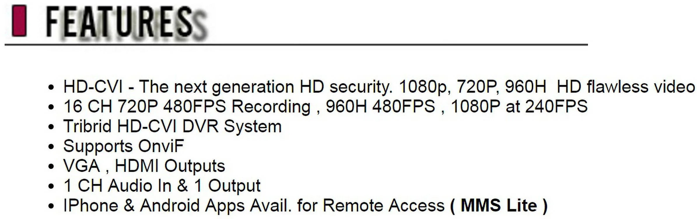 Security Camera Tribrid - 16CH  System Supports -, Analog ,  Mega Pixel (: 2TB)