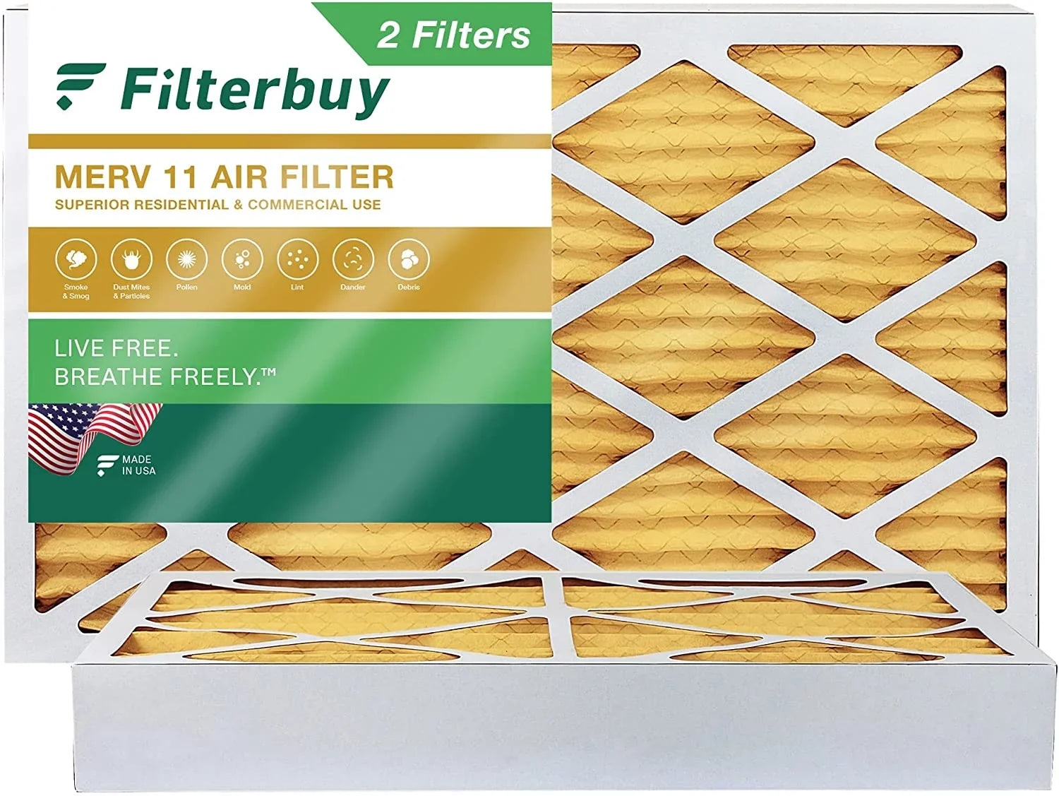 Filterbuy 10x25x4  11 Pleated   Furnace Air Filters (2-Pack)