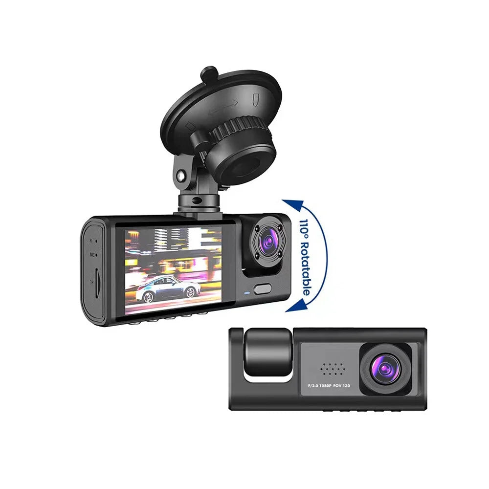 1080P  Dash Camera Front & Inside & Rear Camera Driving Recorder 2 Inch Screen Dashcam Support Night-Vision Loop Recording One-Key Lock WiFi version