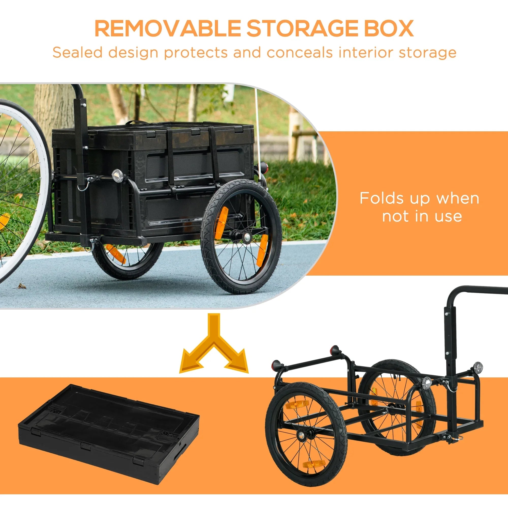 Aosom Bike Trailer Wagon with Removable Storage Box, No Bottom