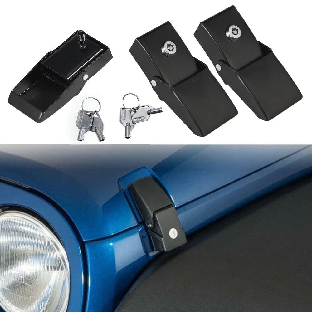 Jahy2Tech Locking Hood Latch Pins Kit for Jeep Wrangler   - Strong & Stylish - Easy Installation - High-Quality Materials
