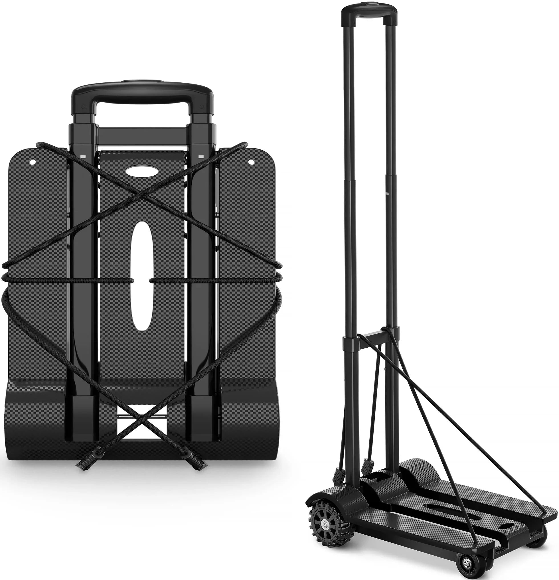 siisll Big Capacity Heavy Duty Folding Hand Truck Luggage Cart for Moving Lightweight Utility Cart for Luggage Folding Cart with Wheels Collapsible Platform Cart for Home, Office and Travel Use. Black