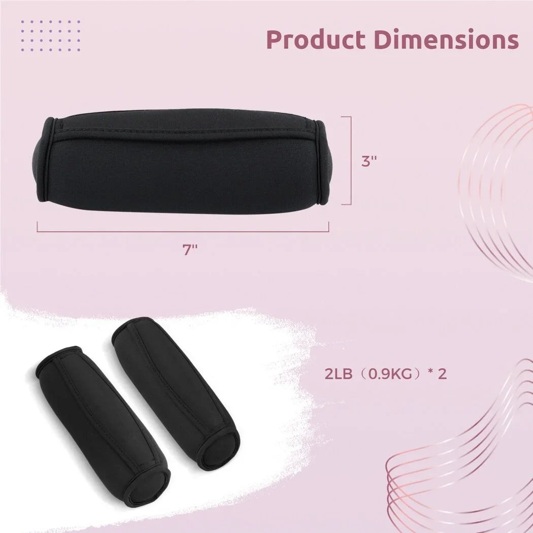 Dumbbell Hand Weight Set of 2, Adjustable Dumbbell Walking Hand Weight Sets with Hand Strap for Running, Jogging, Physical Therapy for Women and Men. 2lbs / 0.9kg