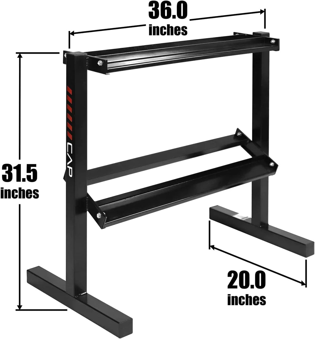 Rubber Coated Hex Dumbbell Set With Two Tier Premium Storage Rack Built For Strength Building, Weight Loss & Home Gym – Multiple Sets Available