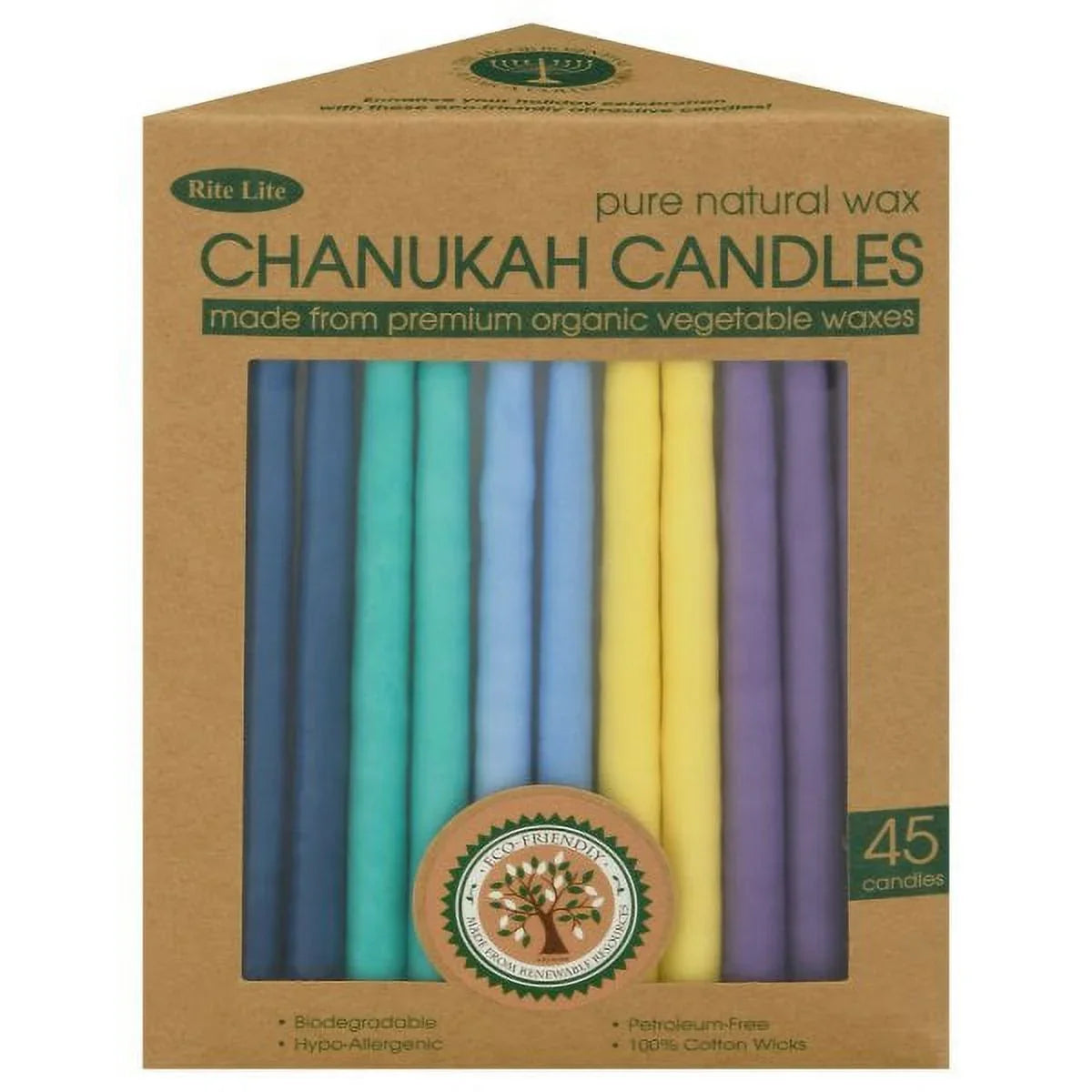 Rite Lite  Judaica Vegetable Wax Chanukah Candles - Multicolor
