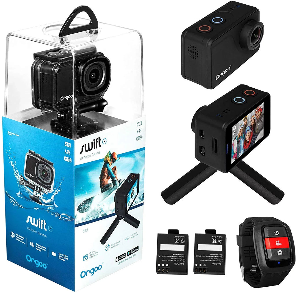 / Swift 4K Action Camera Electronic Image Stabilization, Sony Image Sensor, 2”  Touchscreen, Accessories (Ip68 Certified Waterproof Case, Wearable Remote, Mini Tripod, and More)