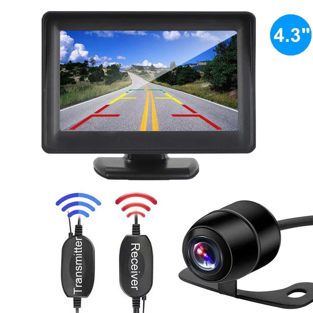 Wireless Car Backup Camera Rear View  Parking System Night Vision+ 4.3 Monitor