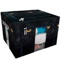 Black Cat looking at the camera Storage Bag Clear Window Storage Bins Boxes Large Capacity Foldable Stackable Organizer With Steel Metal Frame For Bedding,Clothes,Closets, Bedrooms