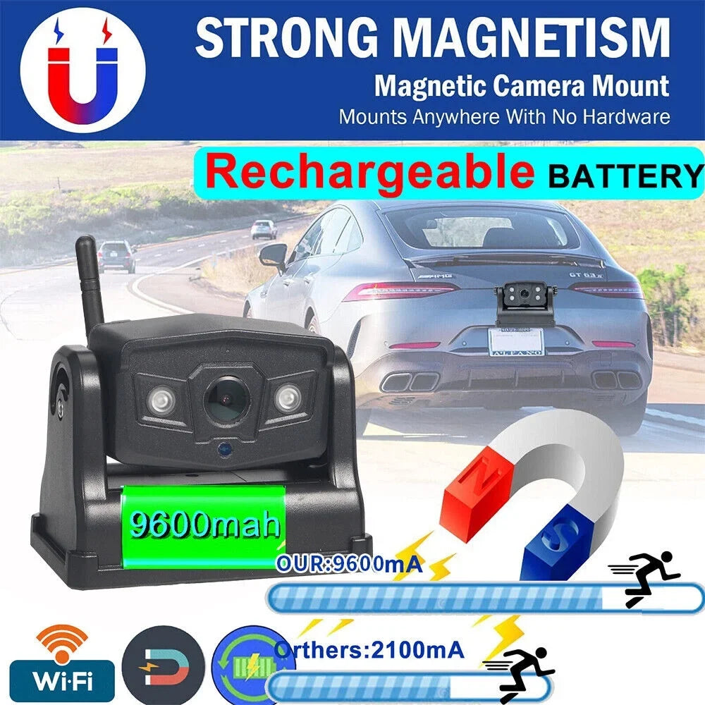 9600mAh Magnetic WiFi Camera - Premium Wireless Backup, Comprehensive Front/Rear Vehicle Views