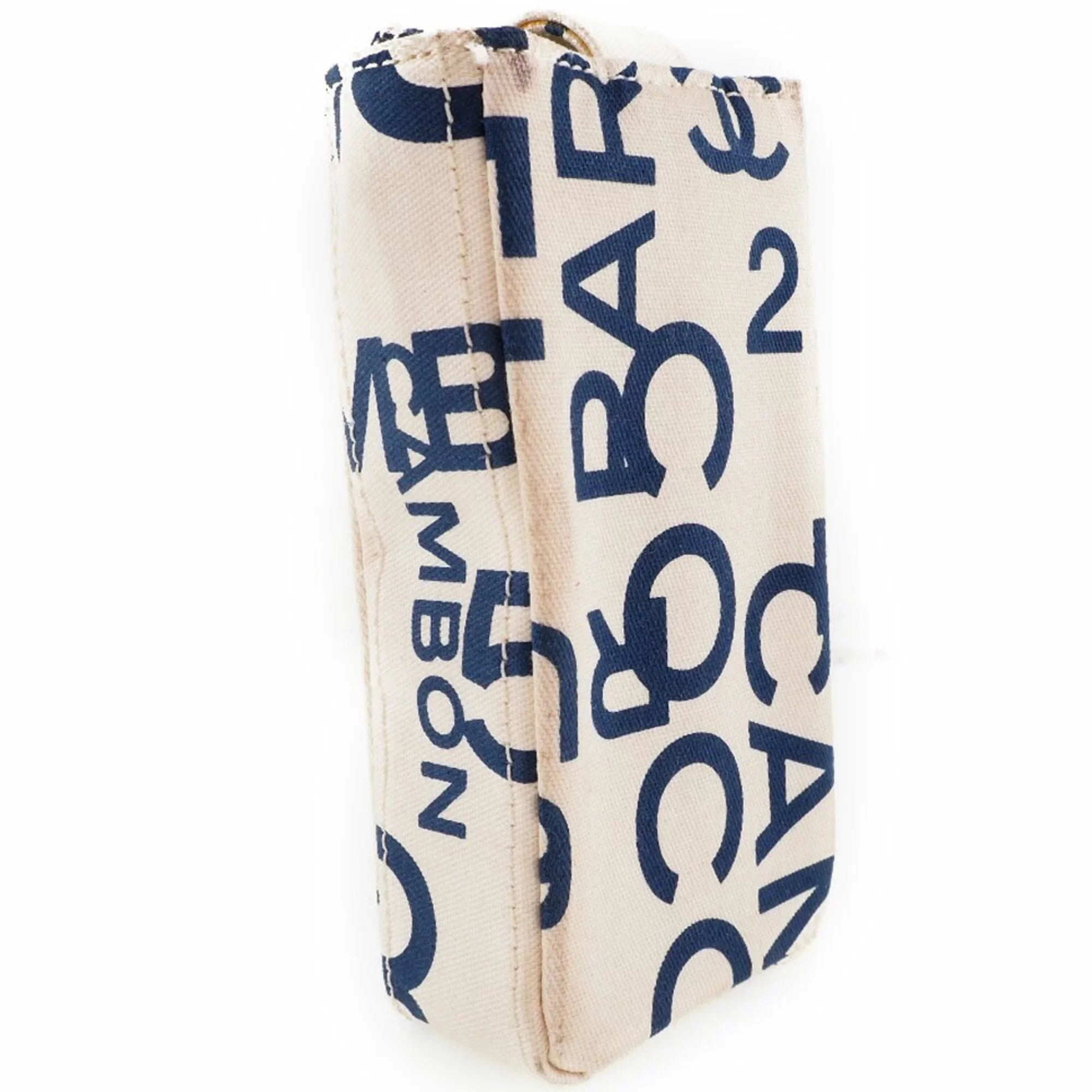 Pre-Owned Chanel Chain Pouch Canvas White/Blue Women's (Good)