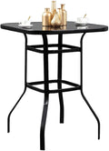 Aura Bistro Porch Squire Shape Glass Bar Table