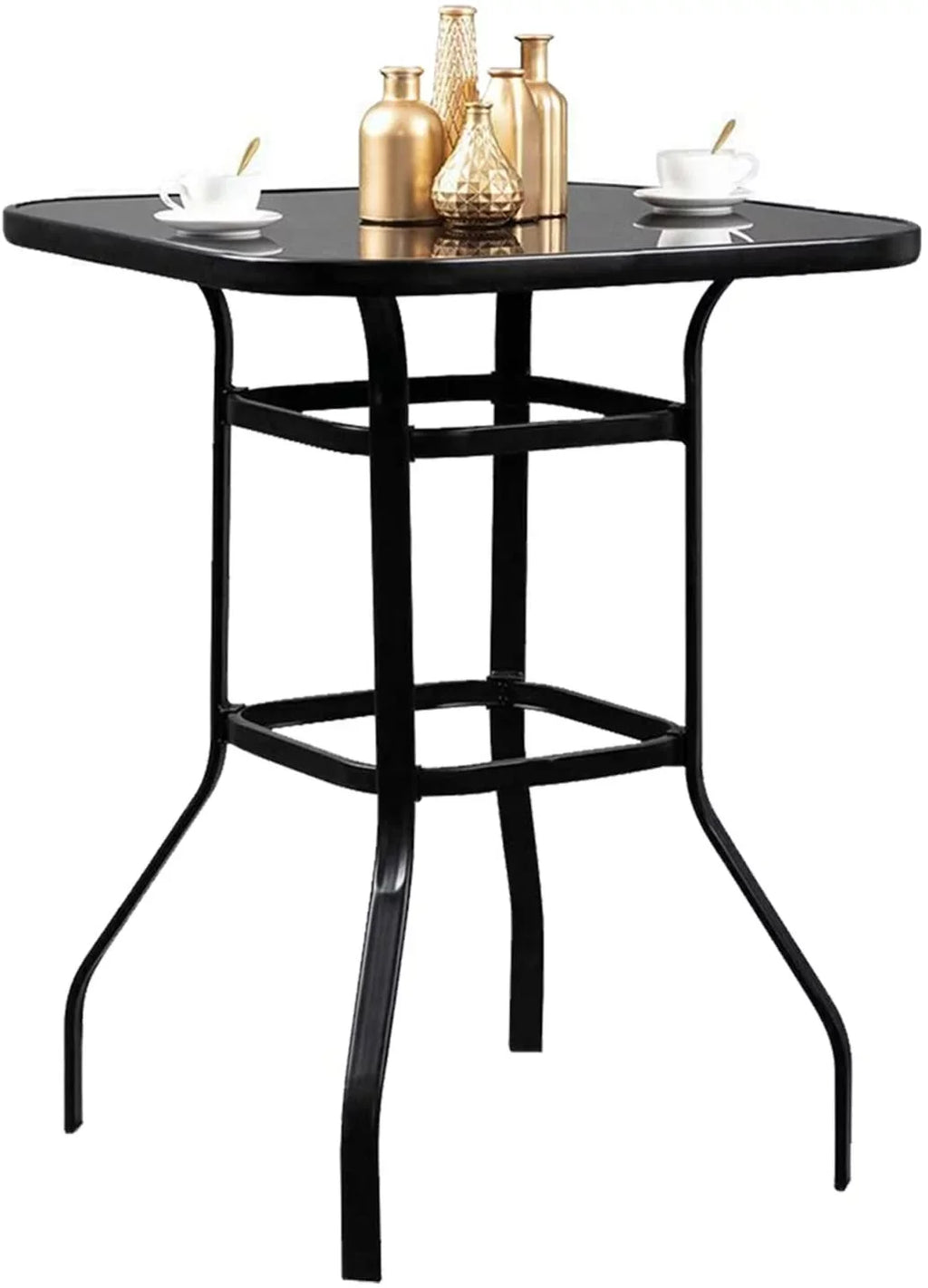 Ashlee Water Resistance Glass Bar Table With Metal Finish