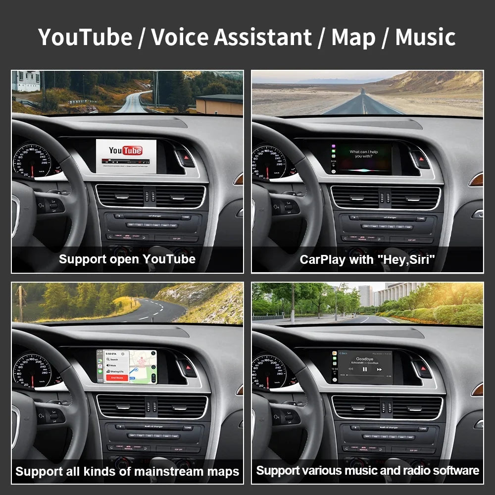 Ninetom Wireless Android Auto Carplay for Audi        2008-2015 Support 3GMMI System,Carplay Retrofit Kit,Mirrorlink,Siri,Navigation,YouTube,Original Control,Camera