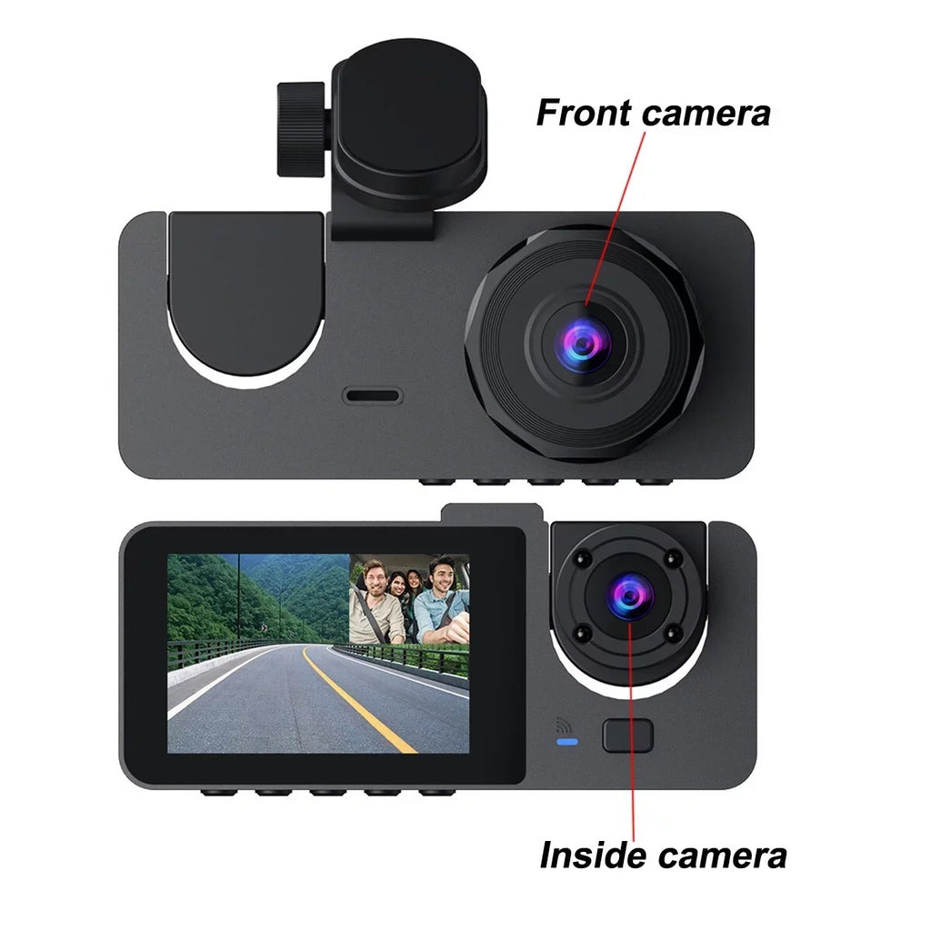 Dash Cam for Car, 1080P 3 Channel Front & Rear Inside Dash Camera, Super Night Vision, Parking Monitor, Loop Recording, with 32GB  Card