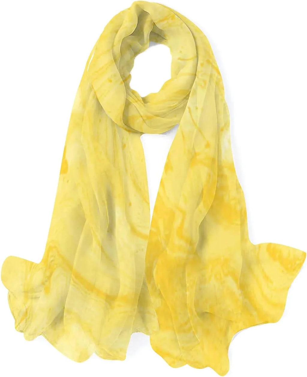 Hyjoy Lemon Marble Long Silk Neck Scarf Lightweight Shawl Wrap Scarves for Women Girls