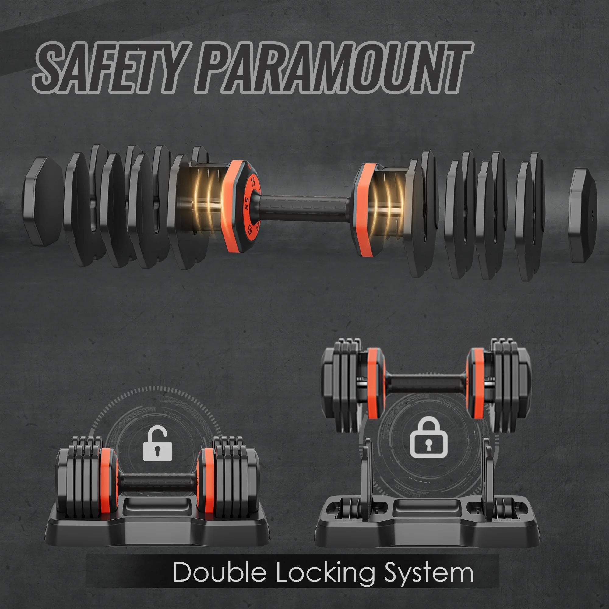 55LB 5 in 1 Single Adjustable Dumbbell,Free Dumbbell Weight Adjust with Anti-Slip Metal Handle, Ideal for Full-Body Home Gym Workouts