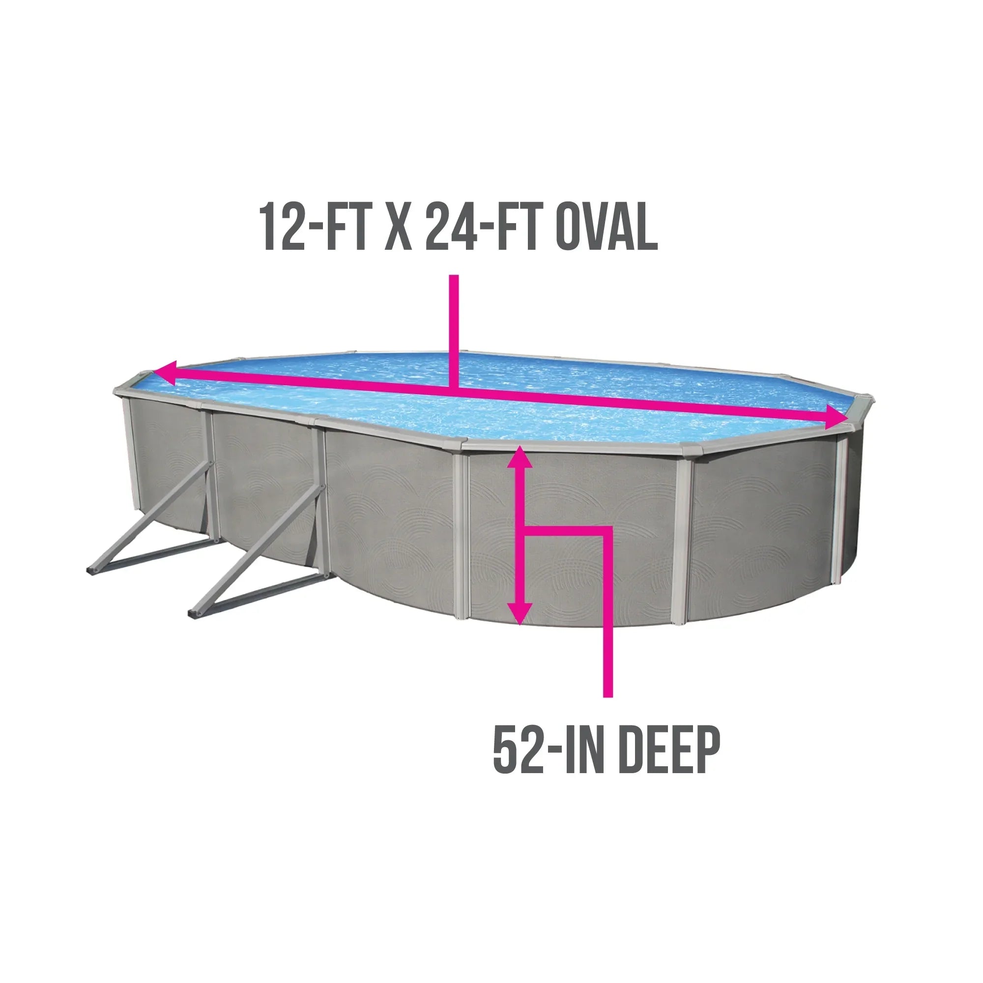Belize 12-ft x 24-ft Oval 52-in Deep 6-in Top Rail Metal Wall Swimming Pool Package