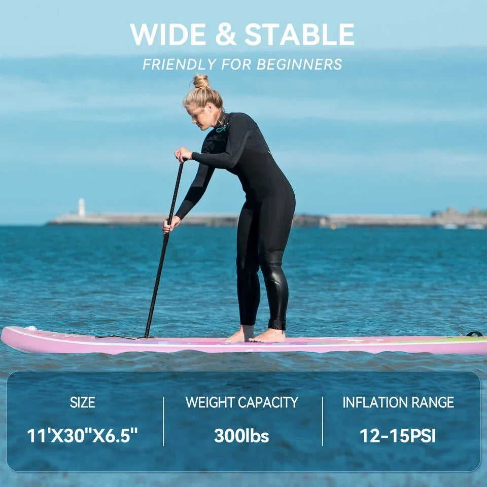11FT Stand Up Paddle Board Inflatable  Surfboard Complete Kit with Kayak Seat