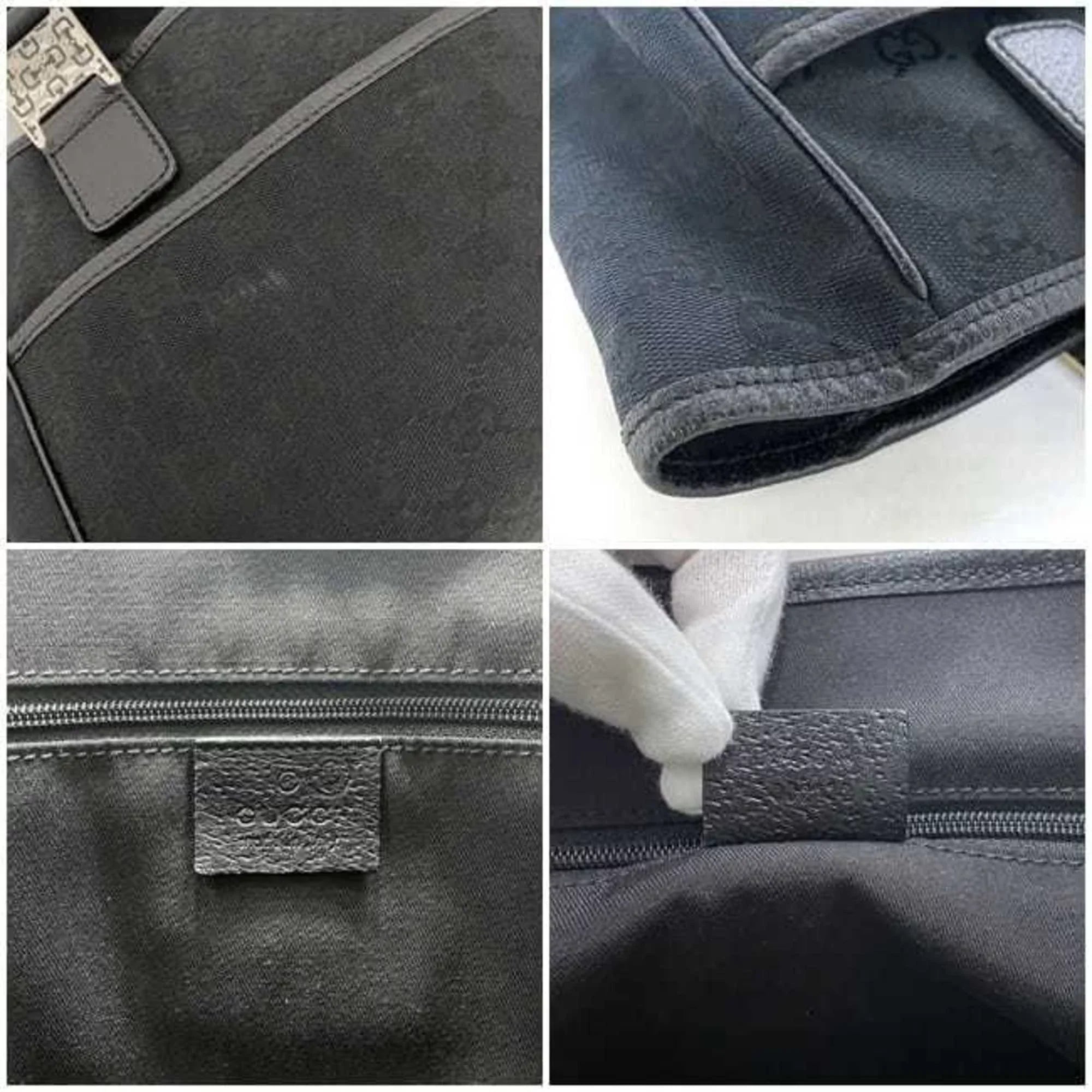 Pre-Owned Gucci Tote Bag Black Silver Horsebit 145810 Canvas Leather  Handbag Ladies (Good)