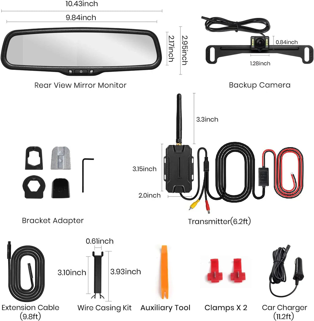 Auto-Vox Wireless Backup Camera Kit  Look Rear View Mirror Monitor for Trucks, No Wiring Installation ()