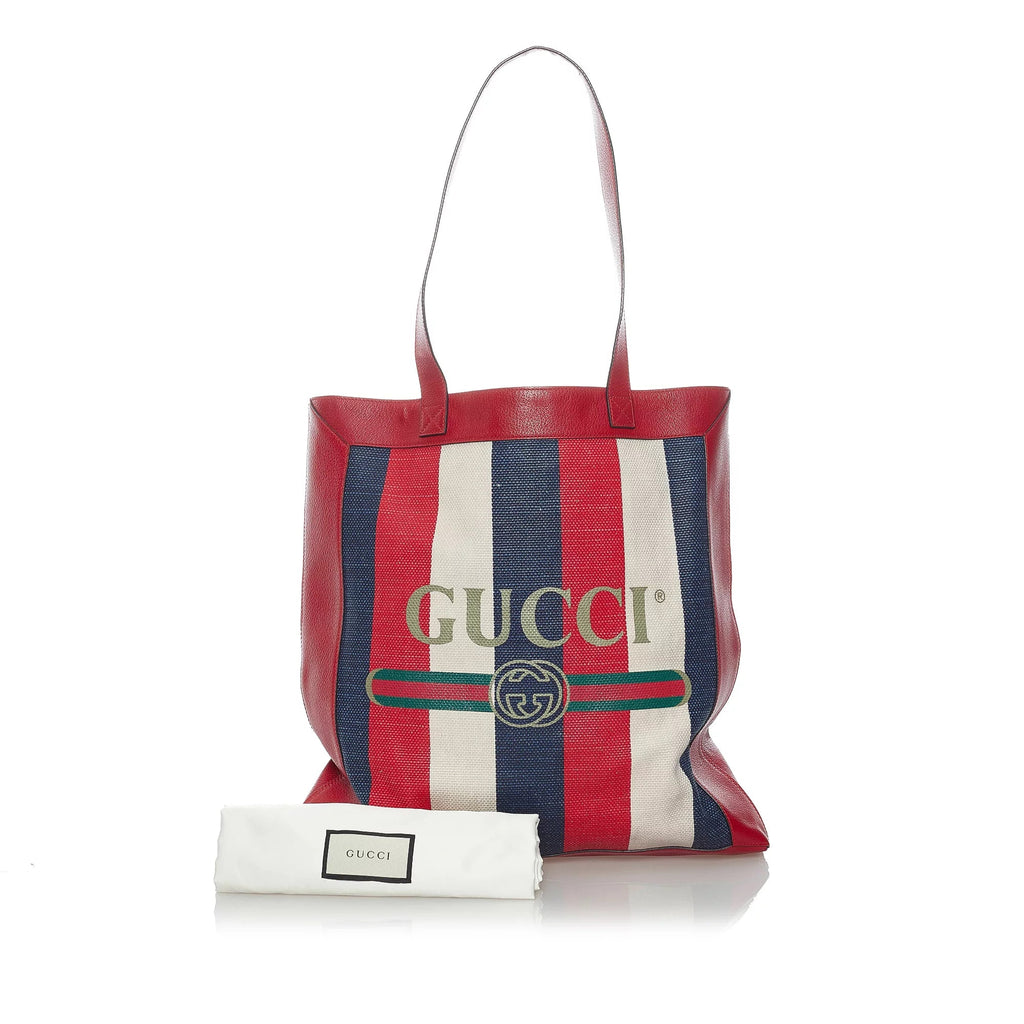 Pre-Owned Authenticated Gucci Sylvie Baiadera Tote Canvas Fabric Red Tote Bag Women (Good)