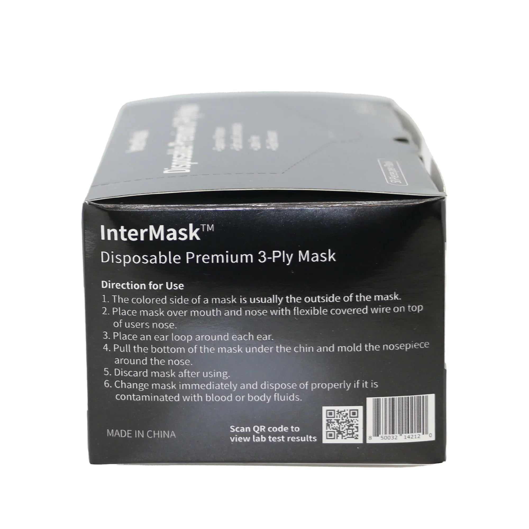 InterMask Disposable Premium 3-Ply  Level 3 Mask, Black, Case of 2000