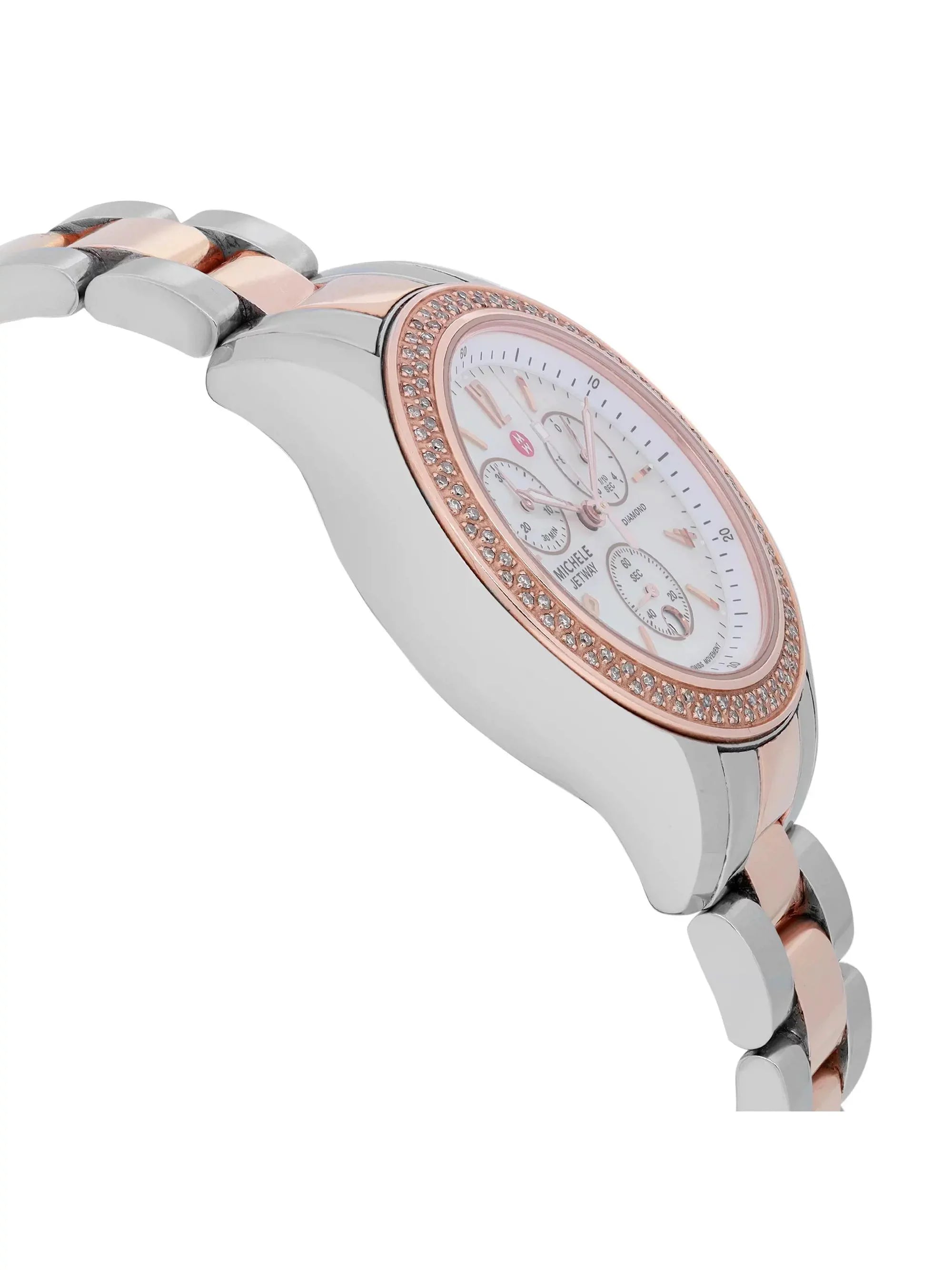 Michele Jetway 40mm Steel 0.50cttw Diamond Quartz Ladies Watch