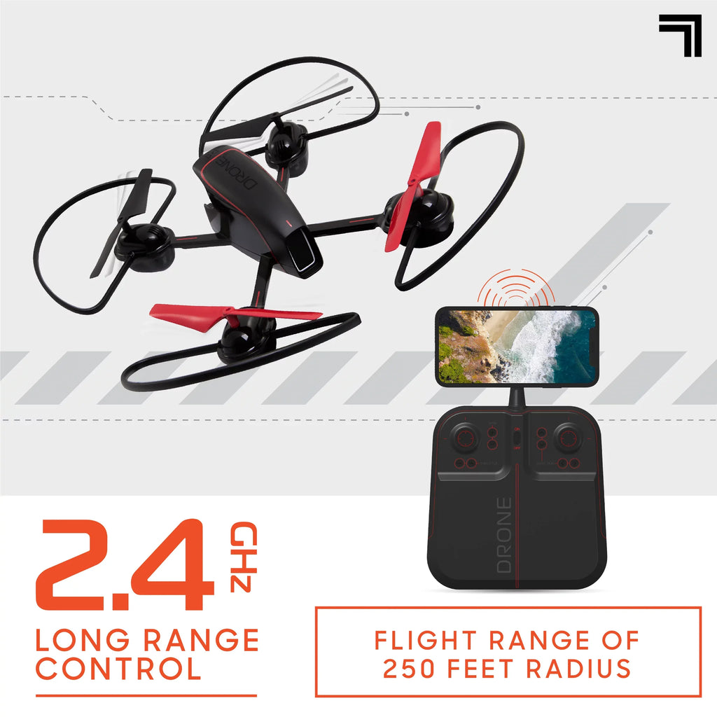 2.4GHz  Mach 10inch Drone with Stream Camera, Remote Controlled Quadcopter with Assisted Landing, Wireless and Rechargeable