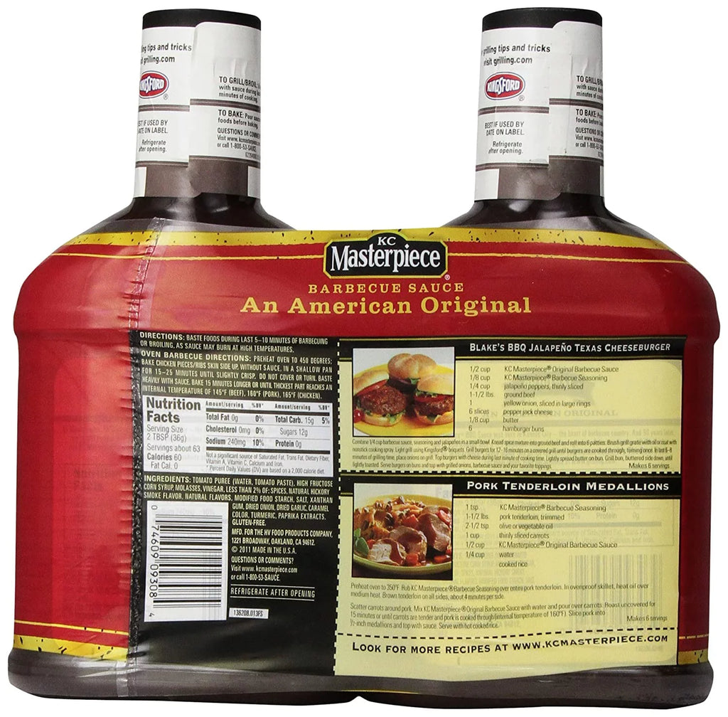 Masterpiece Barbecue Sauce, Original, 40 Oz, 2 Ct
