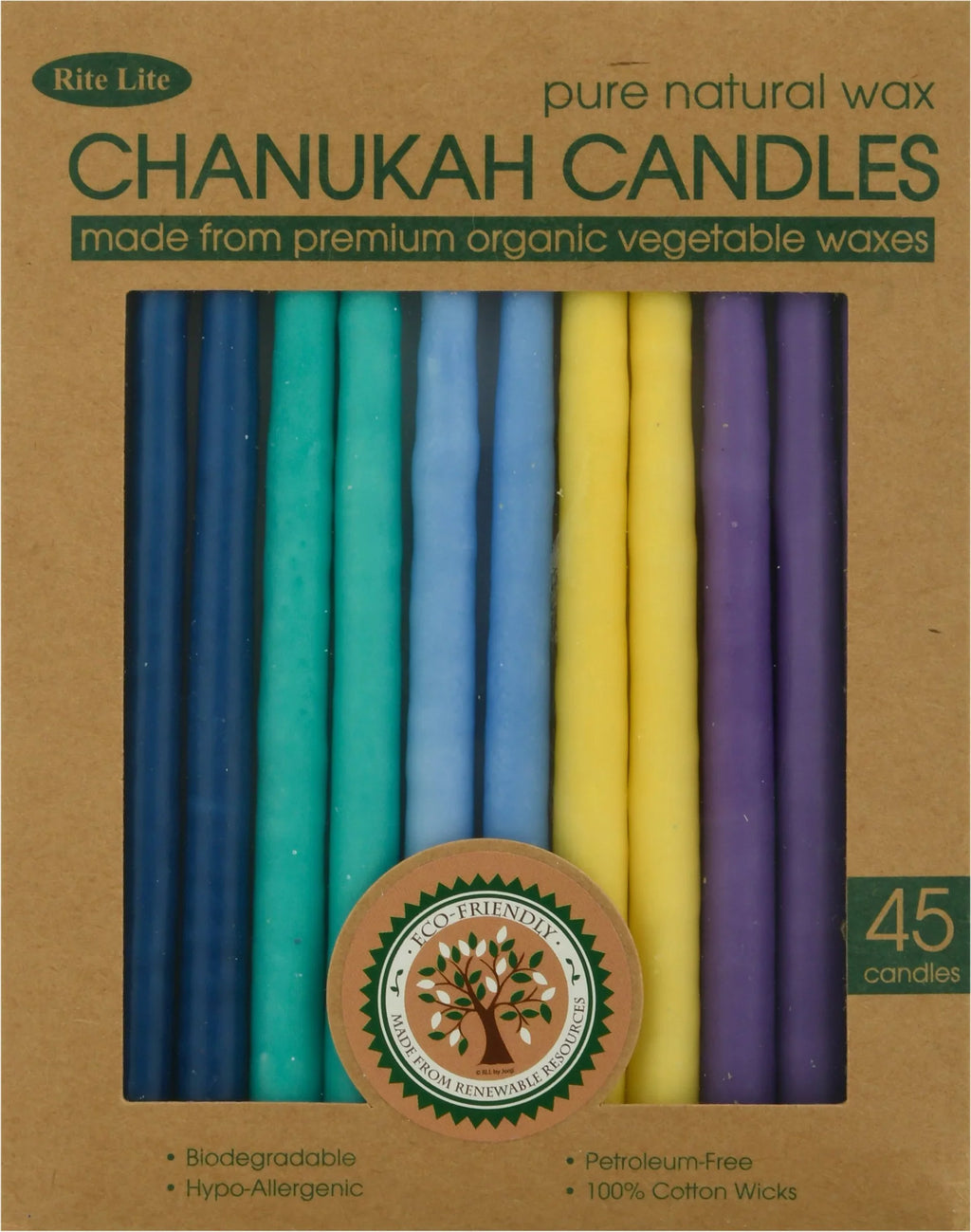 Rite Lite  Judaica Vegetable Wax Chanukah Candles - Multicolor