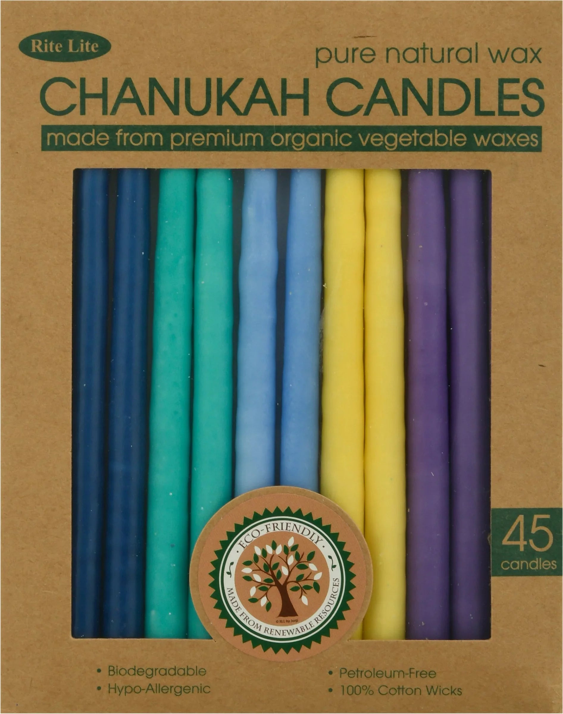 Rite Lite  Judaica Vegetable Wax Chanukah Candles - Multicolor