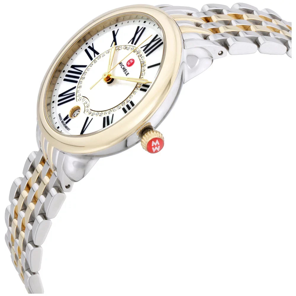 Michele Serein Mid 46 Diamonds Mother of Pearl 2-Tone Women's Watch