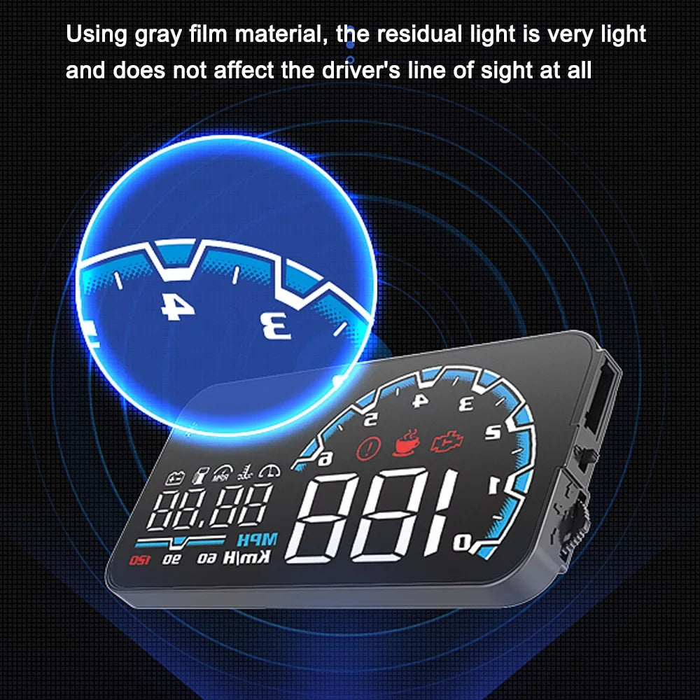 Apexeon Car Head Up Projector, Digital Speedometer Display with Voltage and Oil Consumption , Water Temperature Gauge, Total Driving Time ， Optimize Your Driving Performance