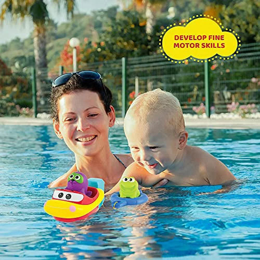 KiddoLab Pull ' Go Boat Seat - Bath Toys for Boys & Girls - Toy Boats for Babies, Kids & Toddlers - Bathtub & Pool Playtime Floating Accessories - Child-Safe & Durable Plastic, No Batteries Needed