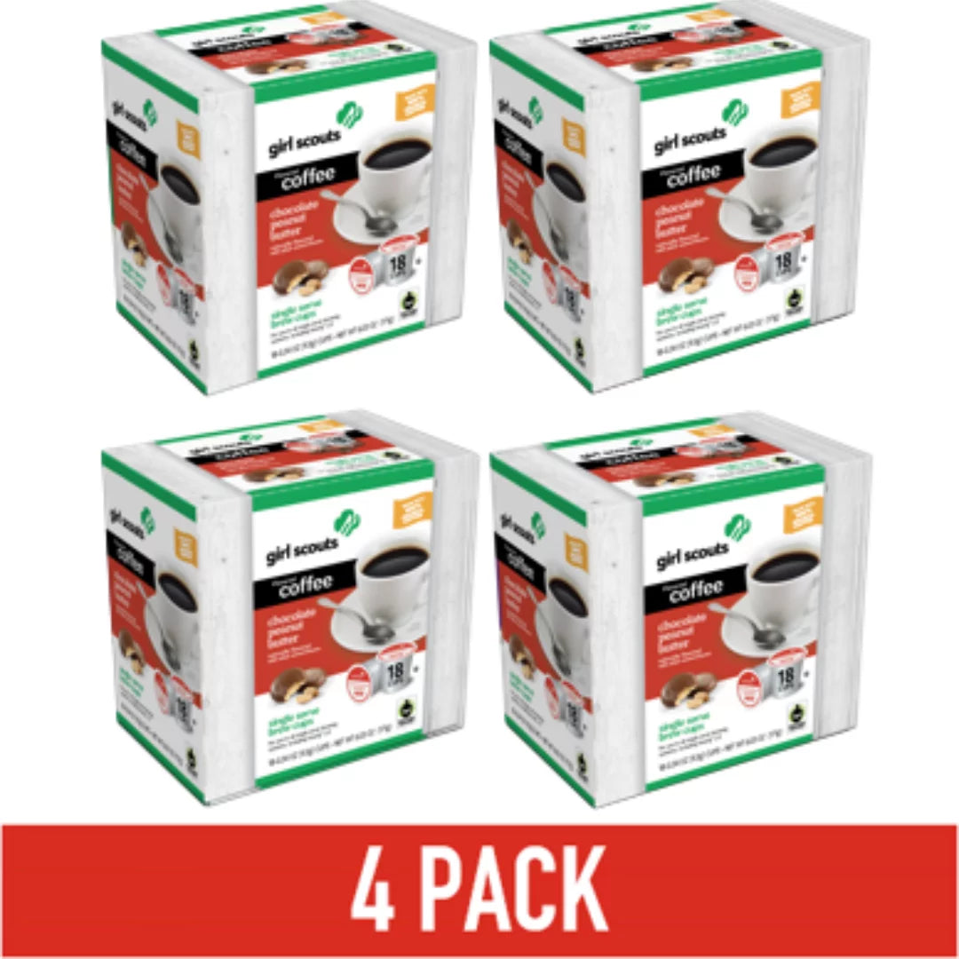 Girl Scouts® Chocolate Peanut Butter Flavored Coffee, Medium Roast, 72 Count (Pack of 4), Single Serve Coffee Pods for Keurig -Cup Brewers