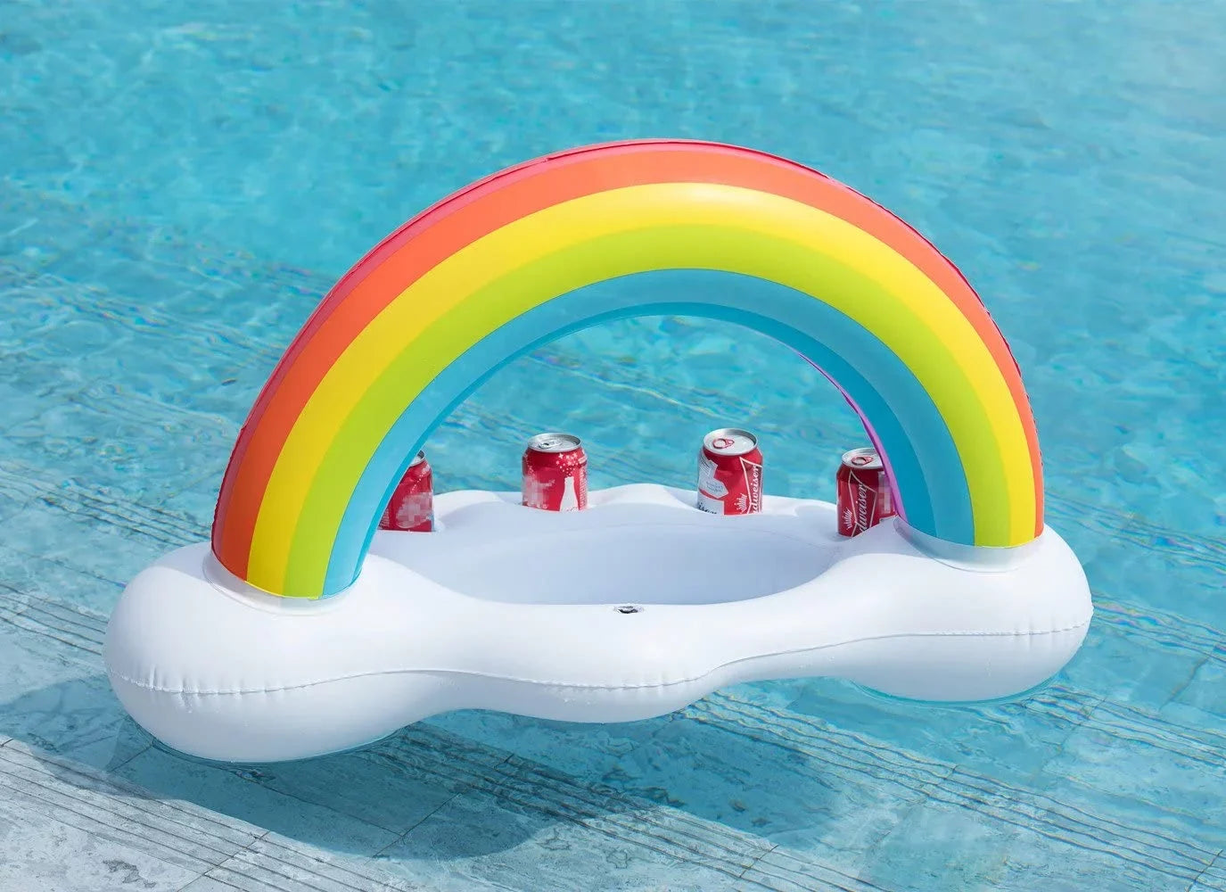Rainbow Cloud Drink Holder Floating Beverage Salad Fruit Serving Bar Pool Float Party Accessories Summer Beach Leisure Cup Bottle Holder Water Fun Decorations Toys Kids Adults
