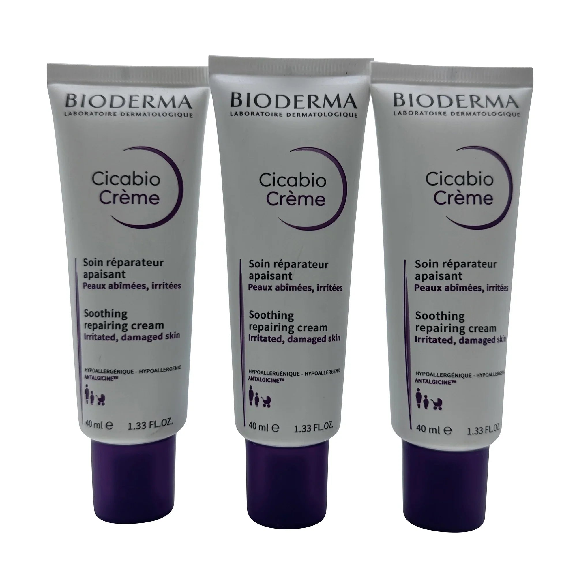 Bioderma Cicabo Cream Soothing Repairing Cream Irritated & Damaged Skin 1.33 oz Set of 3
