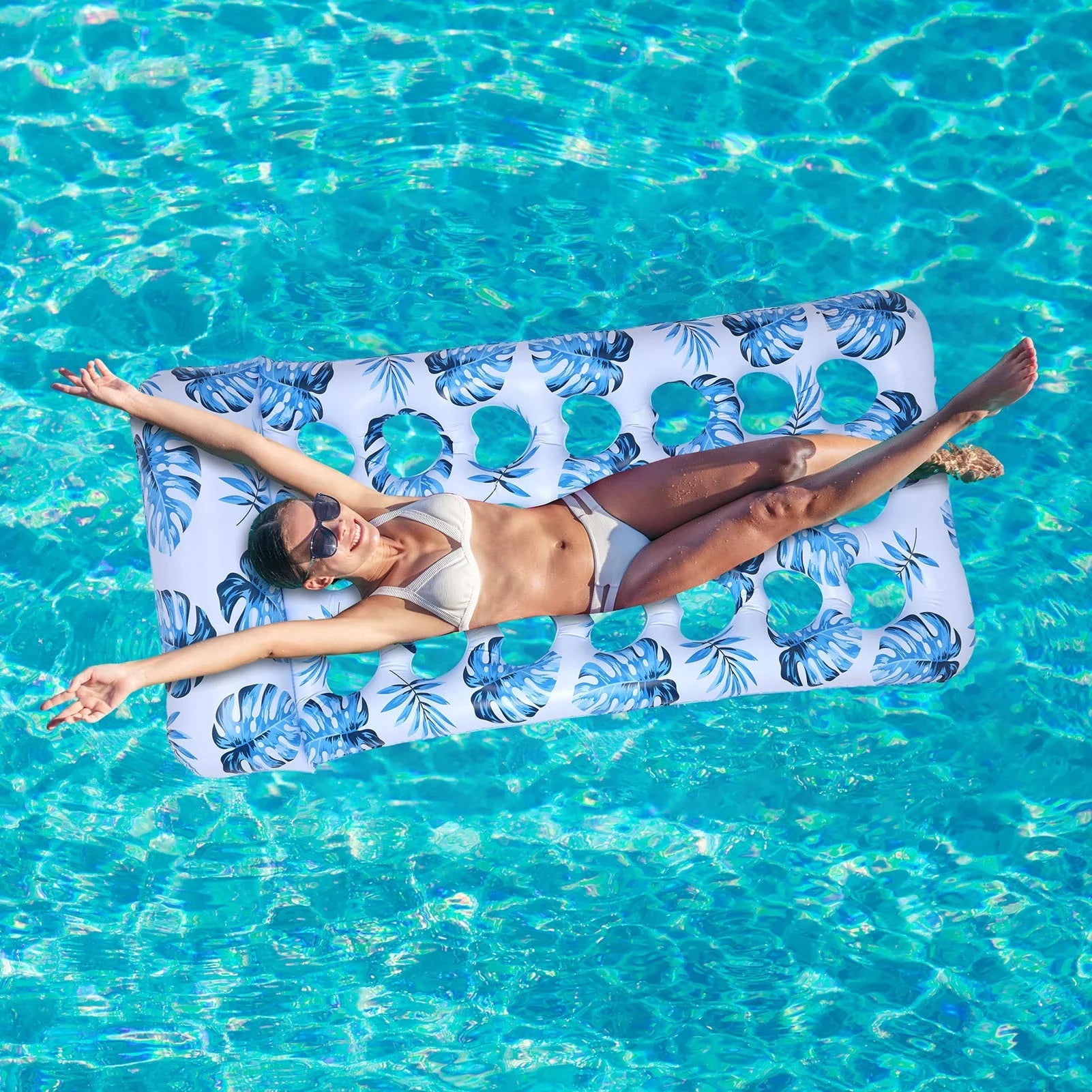 Hengguang 2Packs Inflatable Tanning Pool Lounge Float, 70" x 36" Suntan Tub Raft Floatie, Tanning Pool with Pillow, Personal Pool Lounger for Adult Summer Water Party