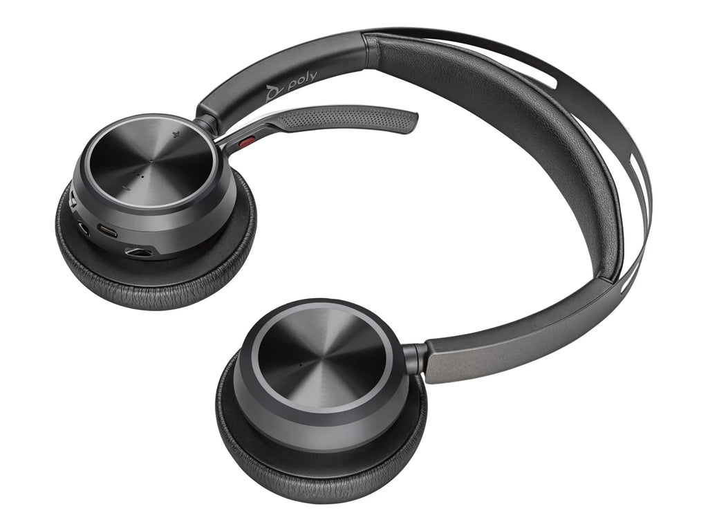 Poly Voyager Focus 2 - Headset  - Siri, Google Assistant - Stereo -  Type  - Wired/Wireless - Bluetooth - 164 ft - 20 Hz - 20 kHz - On-ear, Over-the-head - Binaural - Ear-cup -  Tech...