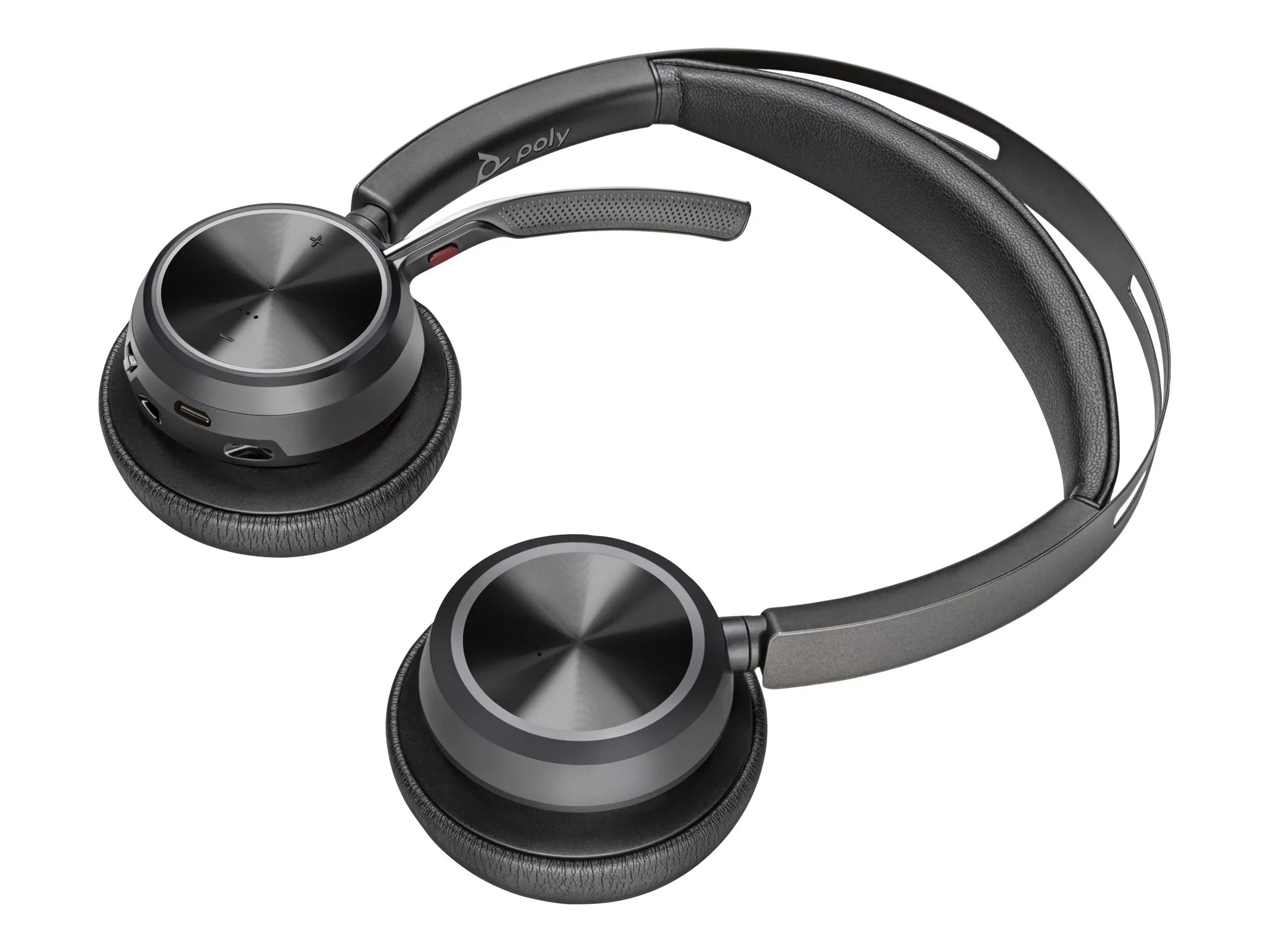 Poly Voyager Focus 2 - Headset  - Siri, Google Assistant - Stereo -  Type  - Wired/Wireless - Bluetooth - 164 ft - 20 Hz - 20 kHz - On-ear, Over-the-head - Binaural - Ear-cup -  Tech...