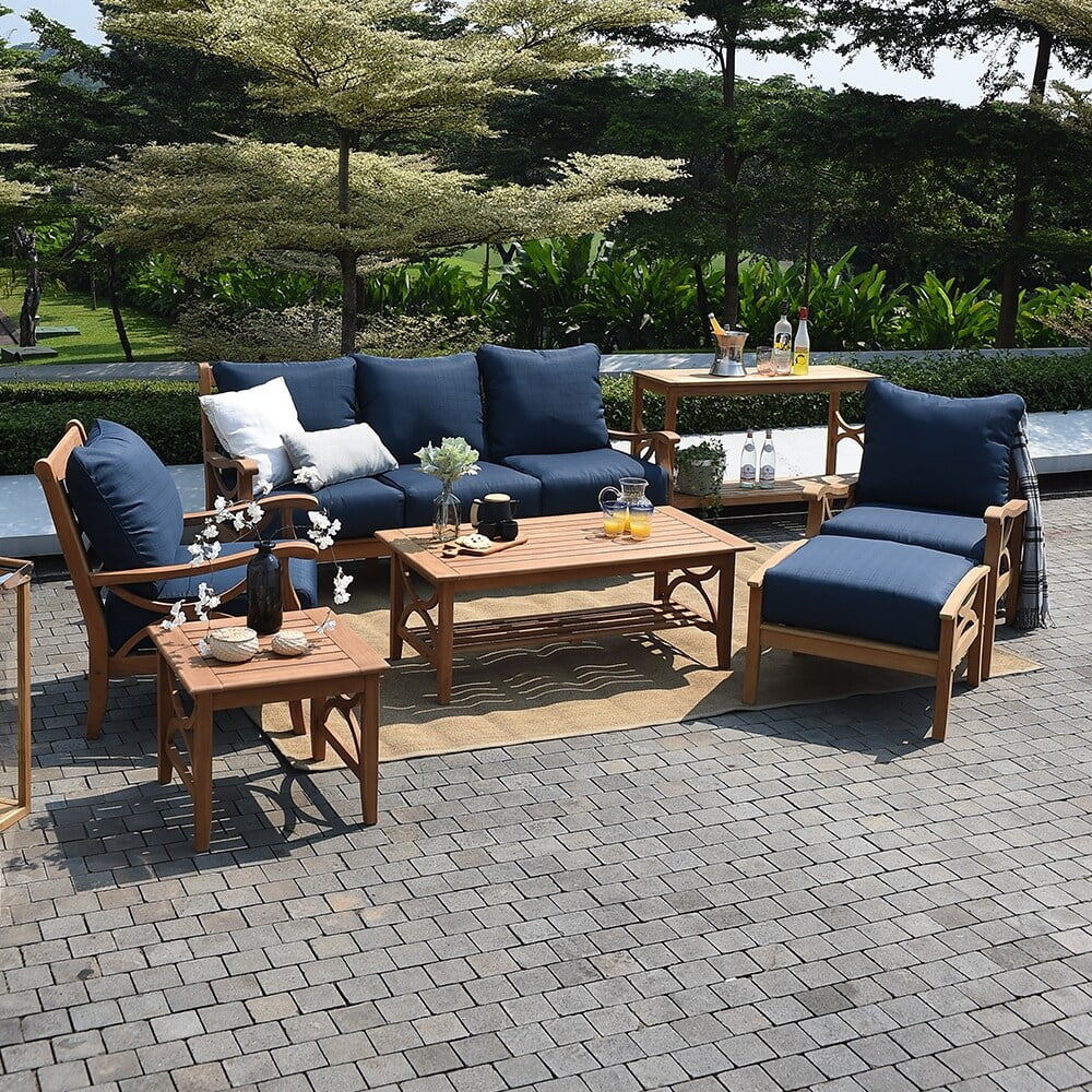 Cambridge Casual  Lowell Teak Patio Side Table Weathered Gray