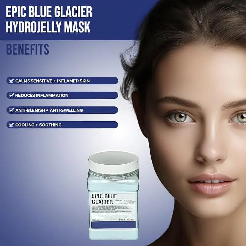 Luminous Skin Lab Epic Blue Glacier Jelly Mask,  Professional Pack Peel off Facial Mask - Anti-Aging, Reducing Dark Spot & Natural Skin Treatment - Suitable for All Skin Types | 30 fl oz